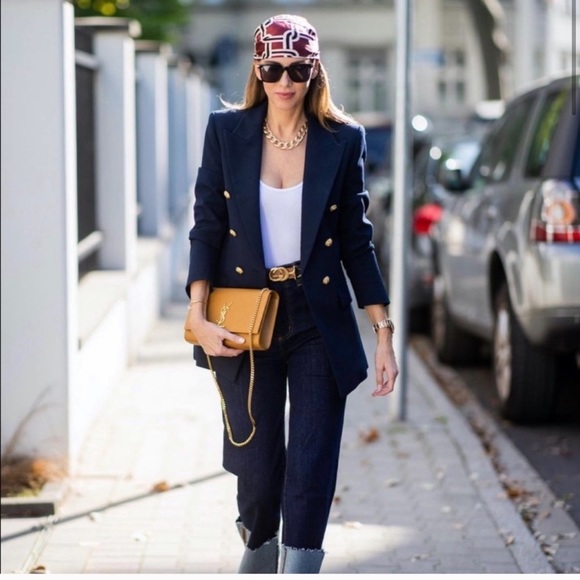 ZARA Double Breasted Gold Buttoned Blazer - Picture 3 of 13